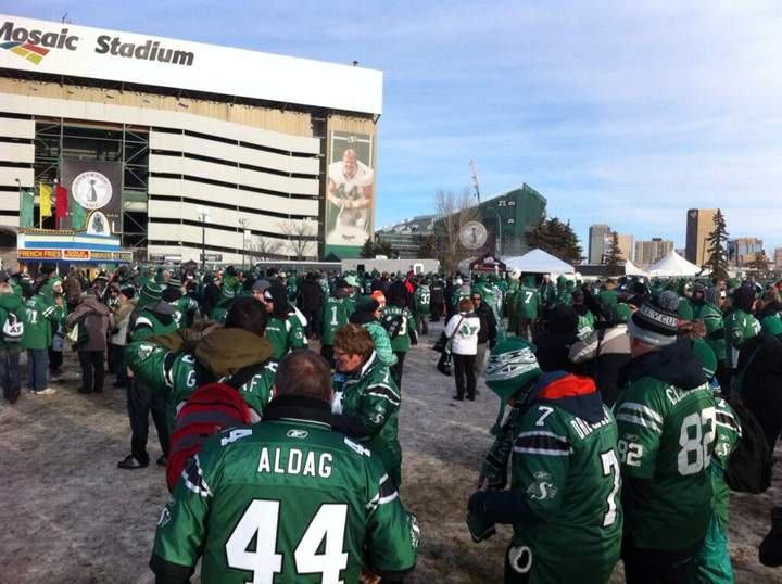 Canadian Football League fans filling up Mosaic Stadium for 101st Grey Cup in Saskatchewan.