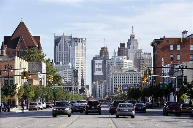 FILE - This Sept. 19, 2013, file photo, shows the city of Detroit from midtown. 