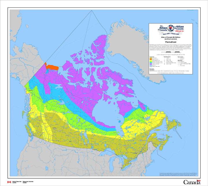 Permafrost locations across Canada. (Natural Resources Canada)