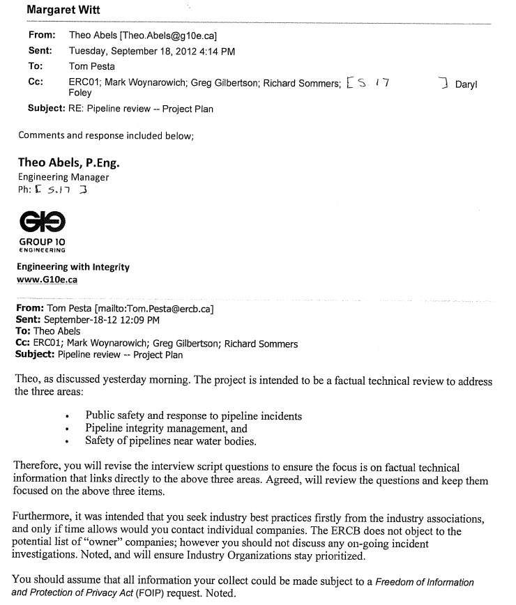 An email exchange obtained by Global News under Freedom of Information legislation.
