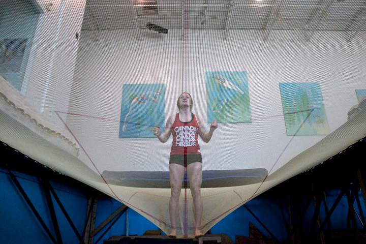 Trampoline gymnast Rosie MacLennan takes part in a training session in Richmond Hill, Ont. on Wednesday March 21, 2012.