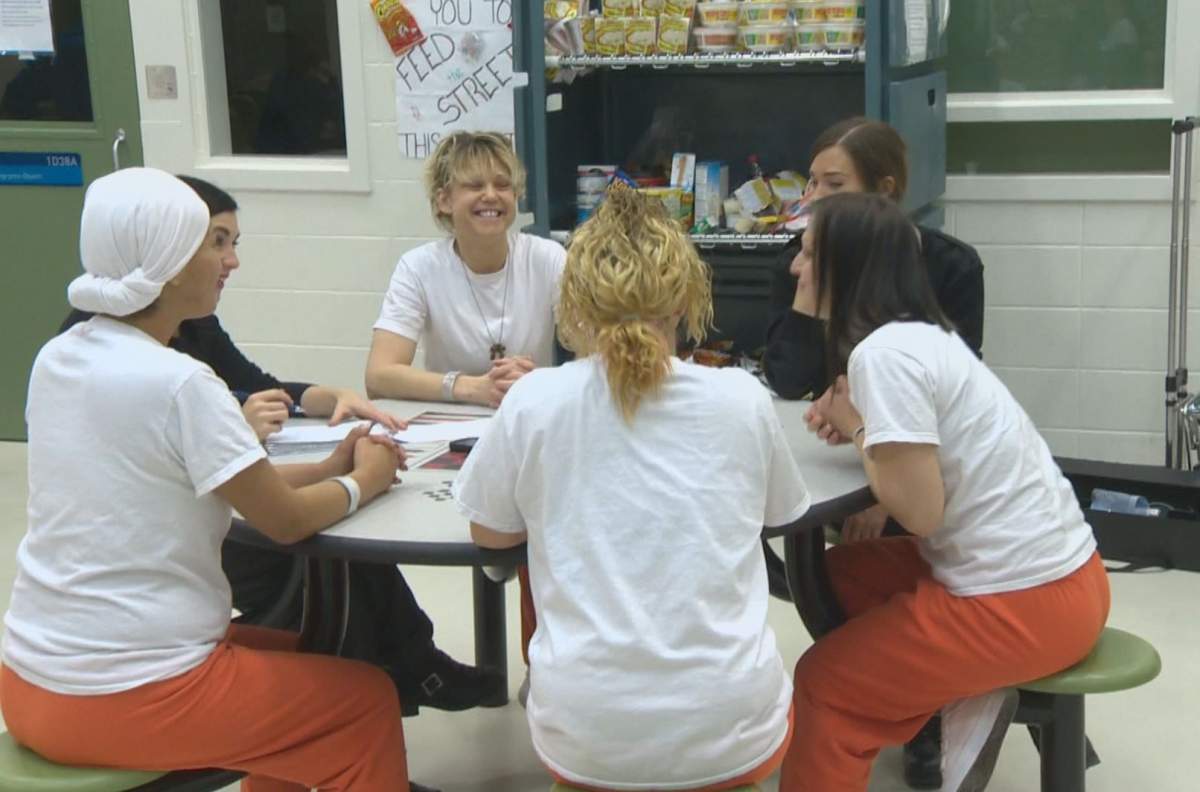 Women at the Edmonton Remand Centre taking part in the Feed the Streets food drive. Dec. 19, 2013.