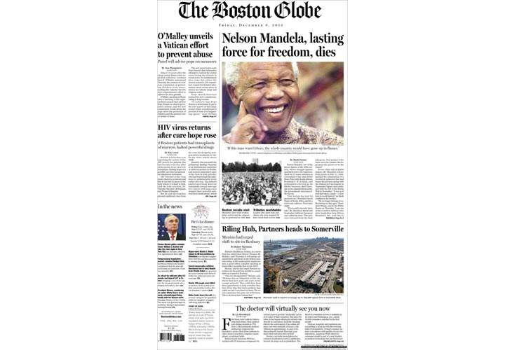 Mourning the death of Nelson Mandela: Newspaper, magazine front pages from around the world - image