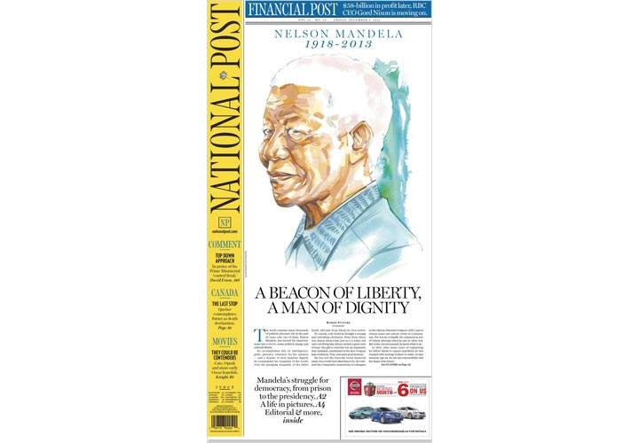 Mourning the death of Nelson Mandela: Newspaper, magazine front pages from around the world - image