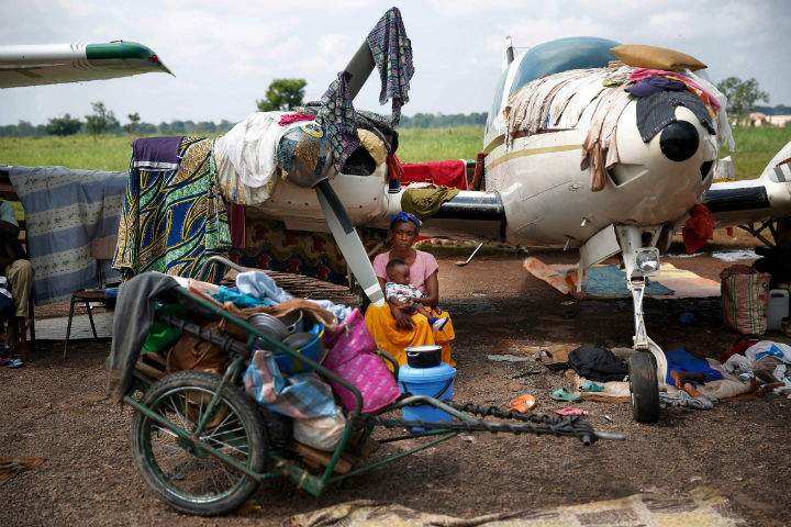 Approximately 38,000 people have take refuge at Bangui's international airport in Central African Republic.