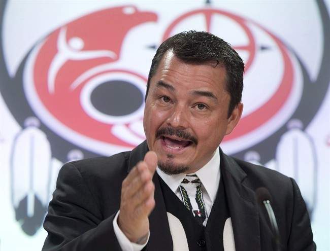 Assembly of First Nations National Chief Shawn Atleo speaks during a news conference Monday October 7, 2013 in Ottawa.