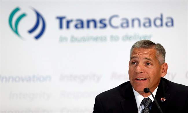 TransCanada CEO Russ Girling attends a news conference in Calgary, Alta., in this Aug. 1, 2013. file photo. 