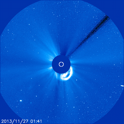 Comet ISON’s trip around the sun and eventual fading. (NASA)