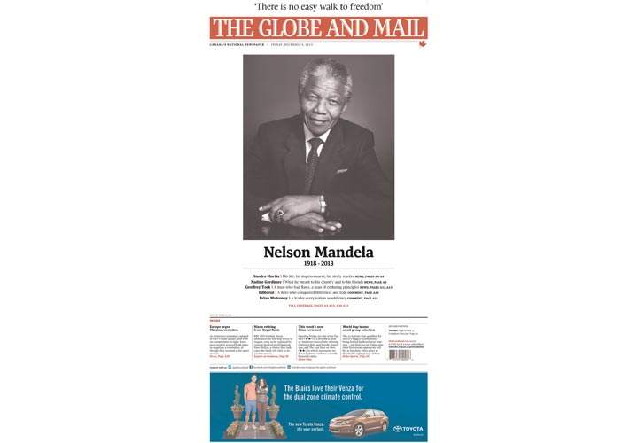 Mourning the death of Nelson Mandela: Newspaper, magazine front pages from around the world - image