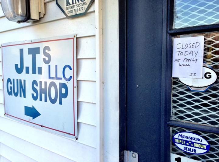 Gun shop in Newtown, CT closed after the Sandy Hook Elementary shooting on December 14, 2012.