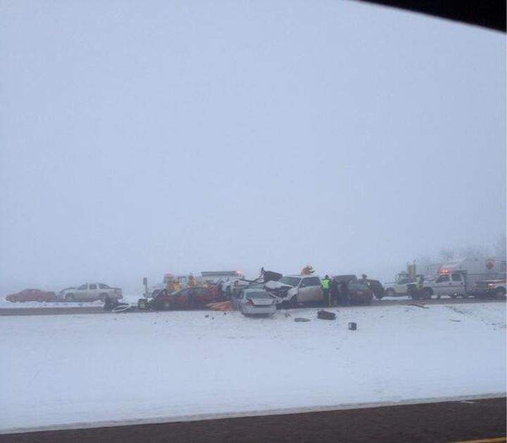RCMP were called to a 21 vehicle pileup on Highway 16 east of Edmonton Sunday, December 1, 2013.