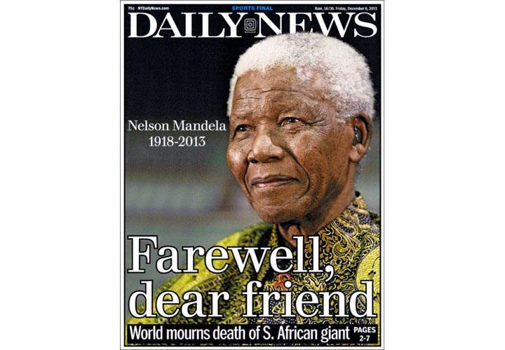 Mourning the death of Nelson Mandela: Newspaper, magazine front pages from around the world - image