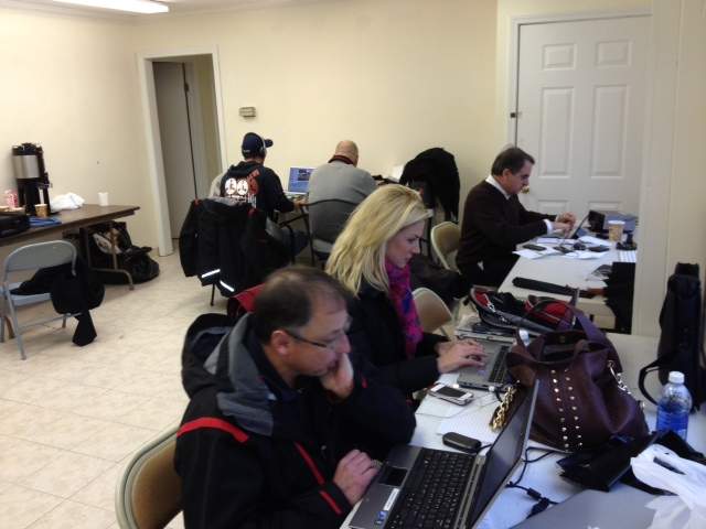 The makeshift Global News office in Newtown, CT.