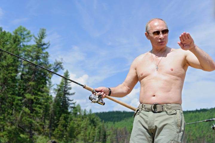 Russian President Vladimir Putin is seen during a fishing trip in Russia. (Alexey Druzhinin/AFP/Getty Images)