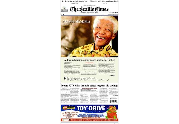 Mourning the death of Nelson Mandela: Newspaper, magazine front pages from around the world - image