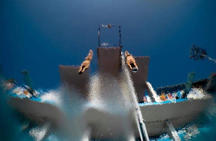 Ivan Garcia and German Sanchez compete in the men’s 10-metre synchro platform preliminary diving event in the FINA World Championships in Barcelona on July 21, 2013(Francois Xavier Marit/AFP/Getty Images)
