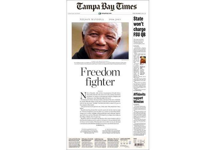 Mourning the death of Nelson Mandela: Newspaper, magazine front pages from around the world - image