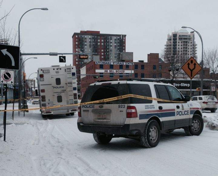 Homicide detectives are investigating after a body was found in a downtown Edmonton parkade Saturday, Dec. 28, 2013.