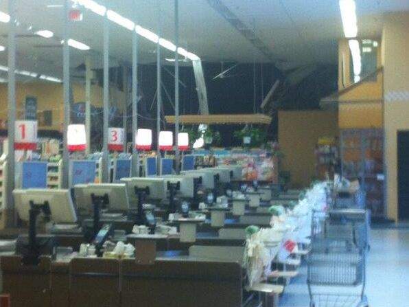 Roof collapse at Whitecourt's IGA, January 7, 2014.