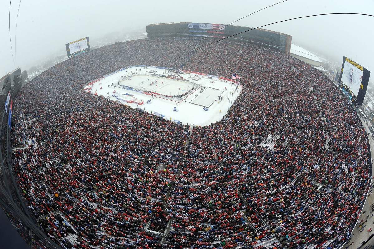 A picture of the 2014 Bridgestone NHL Winter Classic on January 1, 2014 at Michigan Stadium in Ann Arbor, Michigan.