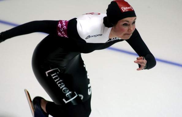 Anastasia Bucsis of Canada competes in the Division A Women's 500m race during the day one of the Essent ISU World Cup Speed Skating at Harbin Ice Training Base on December 15, 2012 in Harbin, China. 