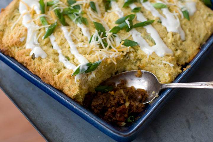Super Bowl food | Chili Cornbread Pie