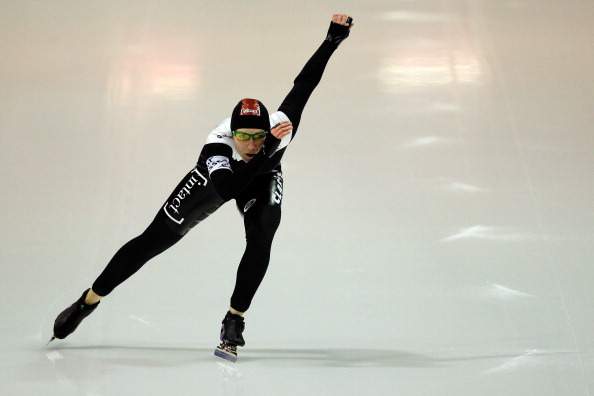 Kali Christ of Canada competes in the 1000m Ladies race on Day 2 of the Essent ISU World Cup Speed Skating Championships 2013 at Thialf Stadium on March 9, 2013 in Heerenveen, Netherlands.