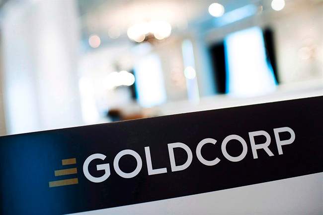 A Goldcorp sign is pictured at the annual meeting in Toronto on May 2, 2013.