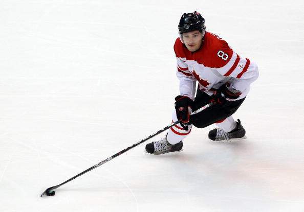 Drew Doughty #8 of Canada in action during the ice hockey men's semifinal game between the Canada and Slovakia on day 15 of the Vancouver 2010 Winter Olympics at Canada Hockey Place on February 26, 2010 in Vancouver.