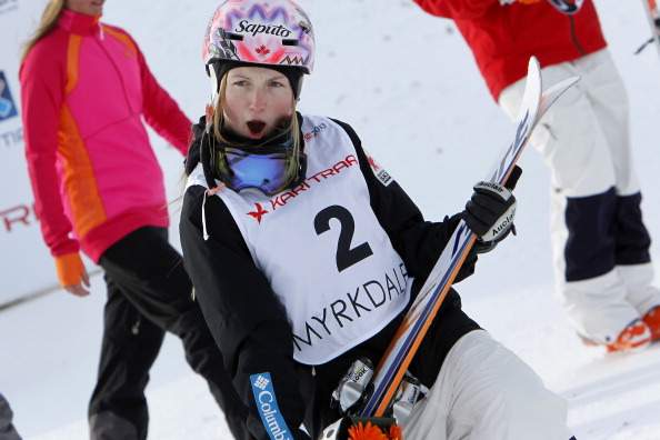 Justine Dufour-Lapointe of Canada takes 3rd place during the FIS Freestyle Ski World Championship Men's and Women's Moguls on March 6, 2013 in Voss, Norway. 