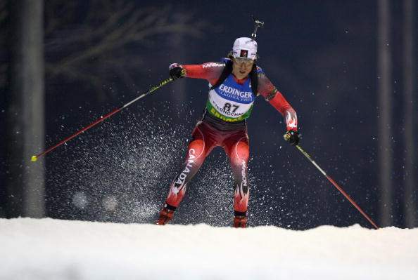 Brendan Green of Canada skates during the Men 10 km sprint of the IBU Biathlon World Campionships on February 14, 2009 in Pyeonchang, South Korea. 