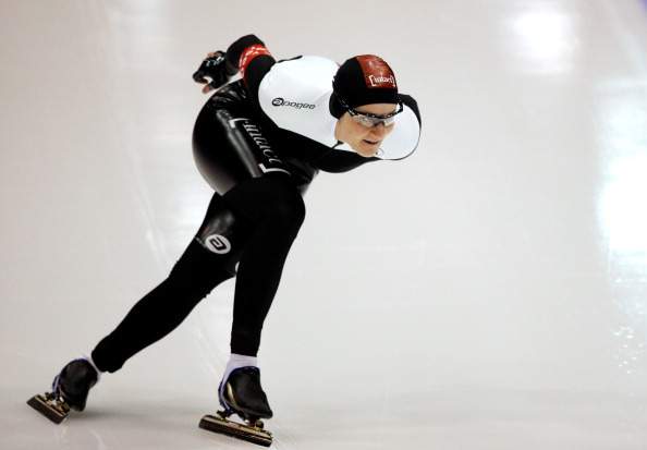 Kaylin Irvine of Canada competes in the 1000m Ladies race on Day 2 of the Essent ISU World Cup Speed Skating Championships 2013 at Thialf Stadium on March 9, 2013 in Heerenveen, Netherlands.