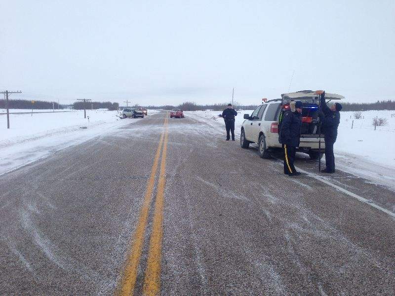 Scene of the serious crash near Leduc Wednesday morning.
