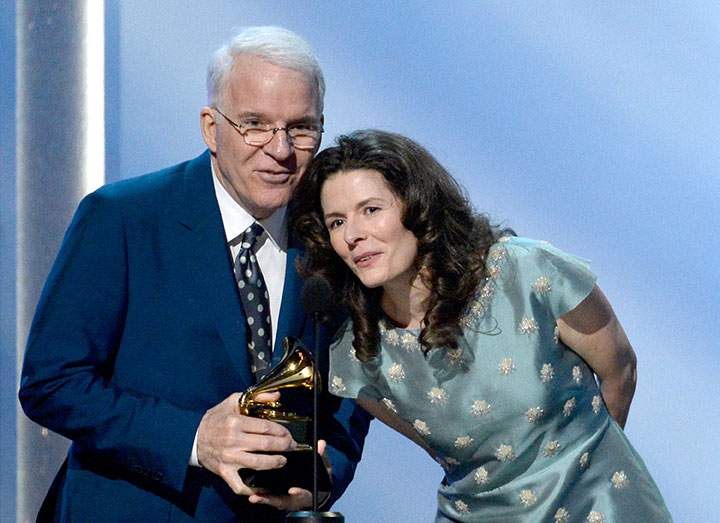 Steve Martin and Edie Brickell accept their Grammy Award on Jan. 26, 2014.