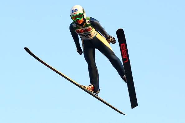 Alexandra Pretorius of Canada does her first jump of the women's competition of the FIS Ski Jumping Summer Grand Prix at Rothausschanze on July 26, 2013 in Hinterzarten, Germany. 