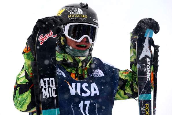 Mike Riddle of Canada reacts after his run in the men's freeskiing halfpipe final on day 5 of the U.S. Snowboarding and Freeskiing Grand Prix Breckenridge on January 12, 2014 in Breckenridge, Colorado.