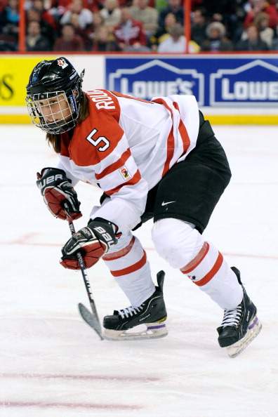 Lauriane Rougeau #5 of Team Canada skates during the IIHF Womens World Championship Semi-Final  game against Team Russia at Scotiabank Place on April 8, 2013 in Ottawa.