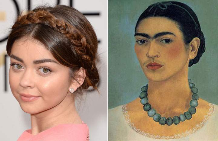 Actress Sarah Hyland (left) and a self-portrait of artist Frida Kahlo (right).