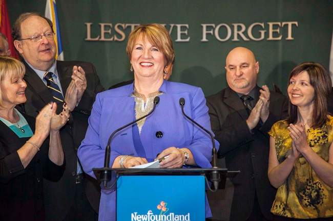 Newfoundland and Labrador Premier Kathy Dunderdale announces her resignation on Wednesday Jan. 22, 2014. 