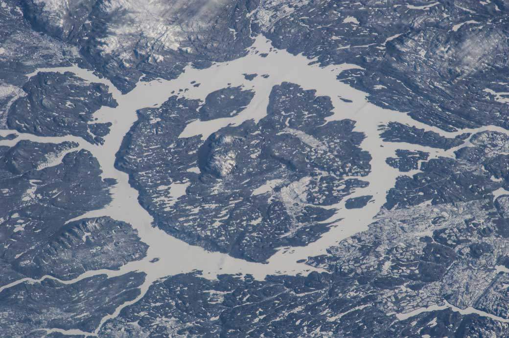 Astronauts aboard the International Space Station photographed the Manicouagan Crater just after the new year.