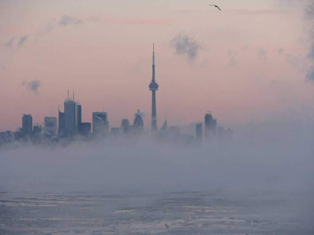 Steam fog rises from Lake Ontario in the morning hours on Jan. 7.