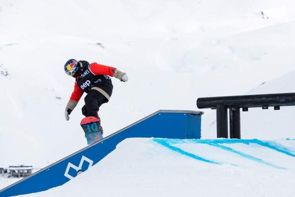 Sebastien Toutant of Canada in action during the Men's Snowboard Slopestyle final during day five of Winter X Games Europe 2013 on March 22, 2013 in Tignes, France.