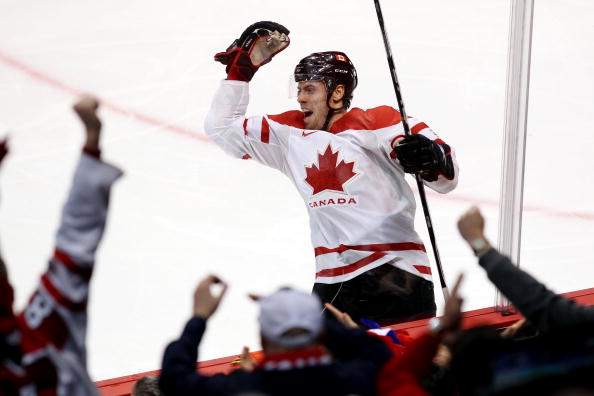 Shea Weber #6 of Canada celebrates after a goal in the second period against Russia during the ice hockey men's quarter final game between Russia and Canada on day 13 of the Vancouver 2010 Winter Olympics at Canada Hockey Place on February 24, 2010 in Vancouver.