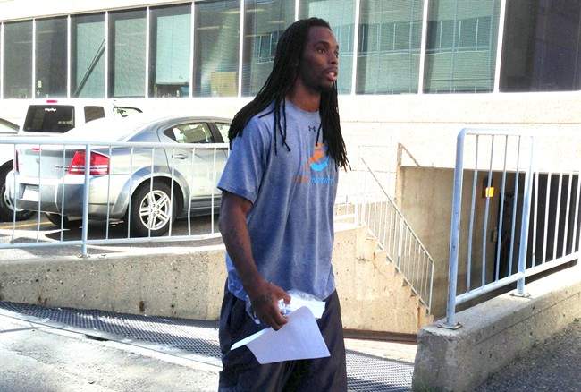 Rider receiver Taj Smith seen leaving provincial court in 2013.