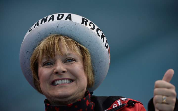 A curling fan in Sochi.