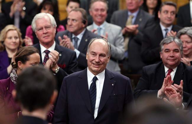 The Aga Khan, spiritual leader of the world's 15-million Shia Ismaili Muslims, receives a standing ovation from the House of Commons, on Parliament Hill in Ottawa, Thursday February 27, 2014.