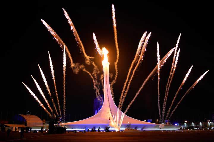 The Olympic cauldron is lit in Sochi.
