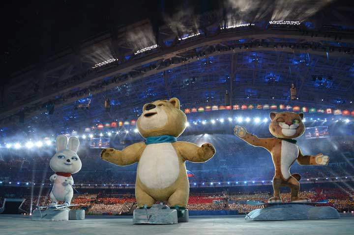 Sochi mascots at the Opening Ceremony
