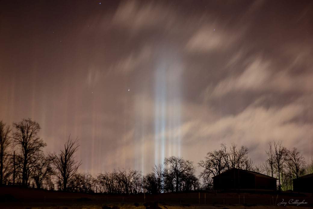Another view of light pillars over Peterborough.