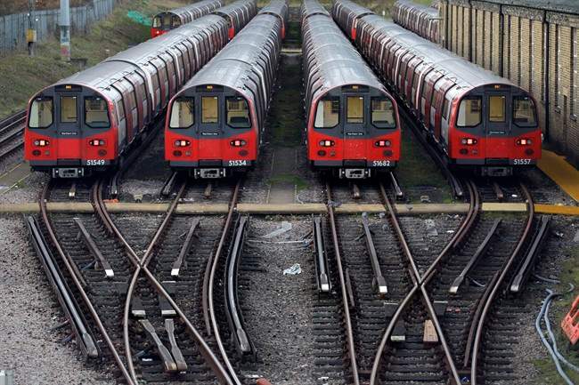 London Underground trains are shown in this file photo.